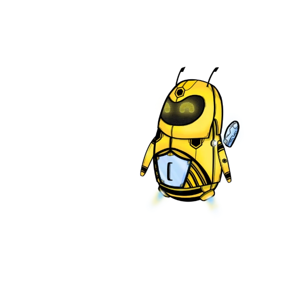 Mascote Colméia GSTI - Robô abelha representando tecnologia inteligente